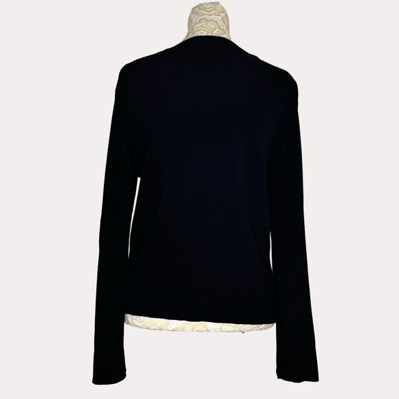 Talbots Nylon Blend Travelers Knit Cardigan V Neck Button Front Black M - Picture 3 of 5